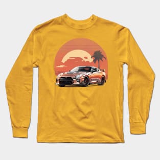 Vintage Summer Nissan GTR Beach Sunset sports car Long Sleeve T-Shirt